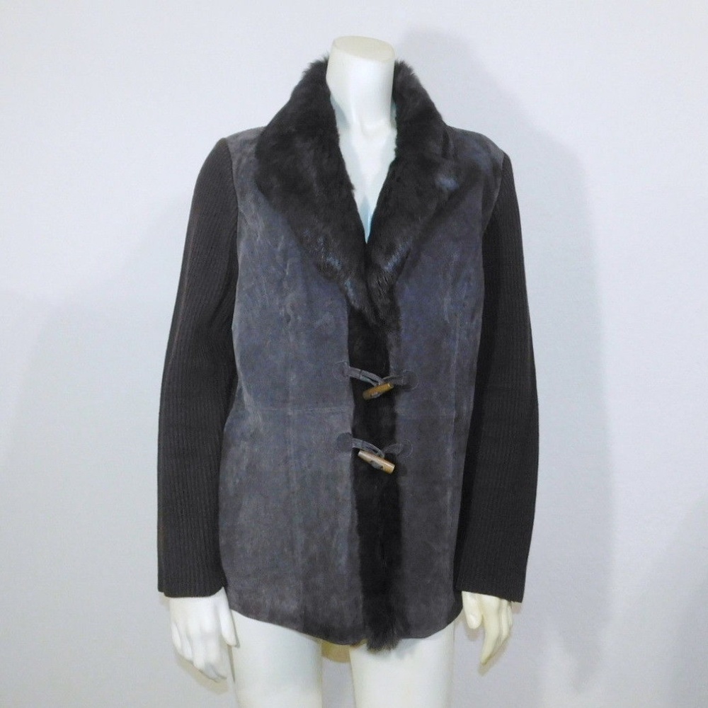 Size Medium Nygard Brown Fur Coat Leather Rabbit